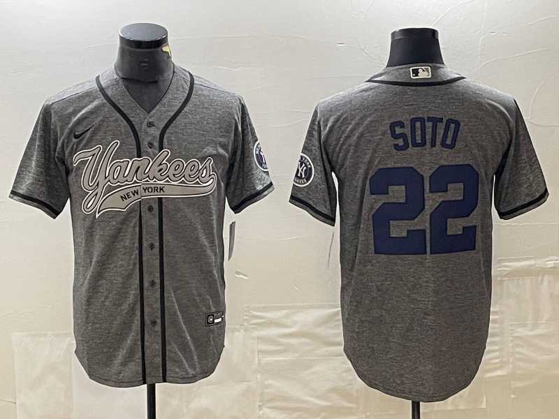 Men's New York Yankees #22 Juan Soto Grey Gridiron Cool Base Stitched Baseball Jersey,We sell and wholesale Men's New York Yankees #22 Juan Soto Grey Gridiron Cool Base Stitched Baseball Jersey on line form chian!